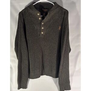 Browning 100% Cotton Knit Sweater Men's M  1/4 Button Brown Pullover N207